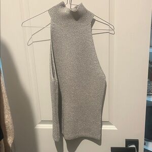 Silver Sleeveless Knit Top
